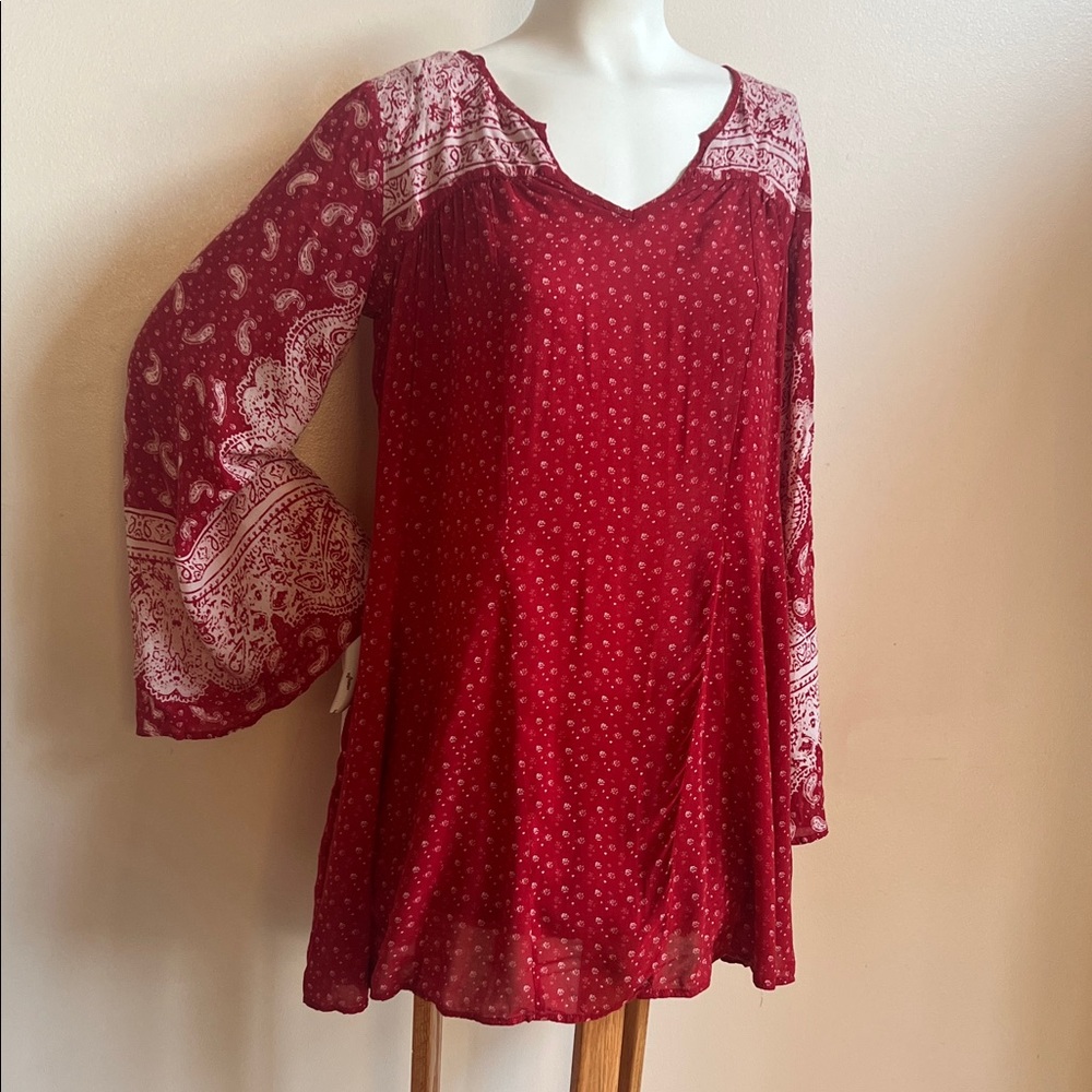 Free People bandana print Red and White Patterned Tunic